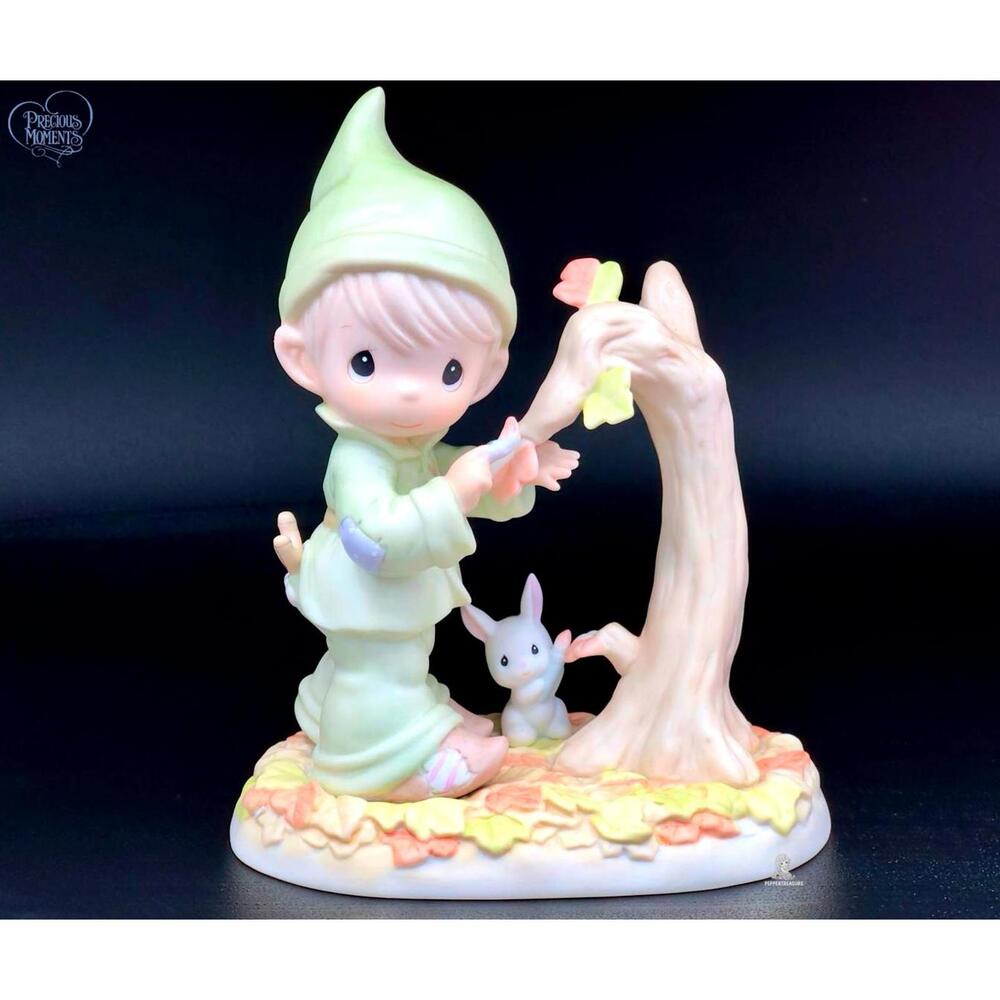 Thanks Giving Theme Fall Precious Moments: Little Elf w/ Tree and Bunny Friends